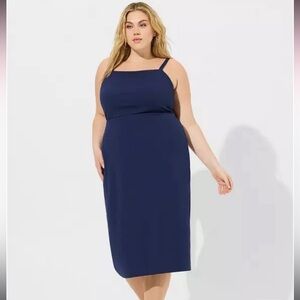 Navy midi crepe dress